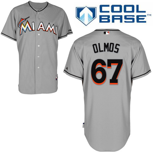 Edgar Olmos #67 Youth Baseball Jersey-Miami Marlins Authentic Road Gray Cool Base MLB Jersey
